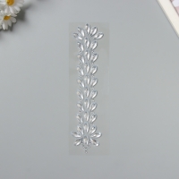 Наклейка пластик стразы "Фонтан" зеркальное серебро 25х8,5 см