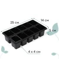 Кассета для рассады Greengo на 10 ячеек, по 100 мл, пластиковая, чёрная, 25&times;14&times;5 см