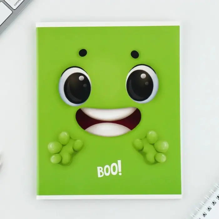 Тетрадь в клетку, 48 л., А5, на скрепке, блок №1, Boo!, МИКС