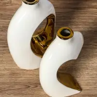 Ваза керамика настольная "Лари" (набор 2 шт) h=26х23, d=4 см, белый