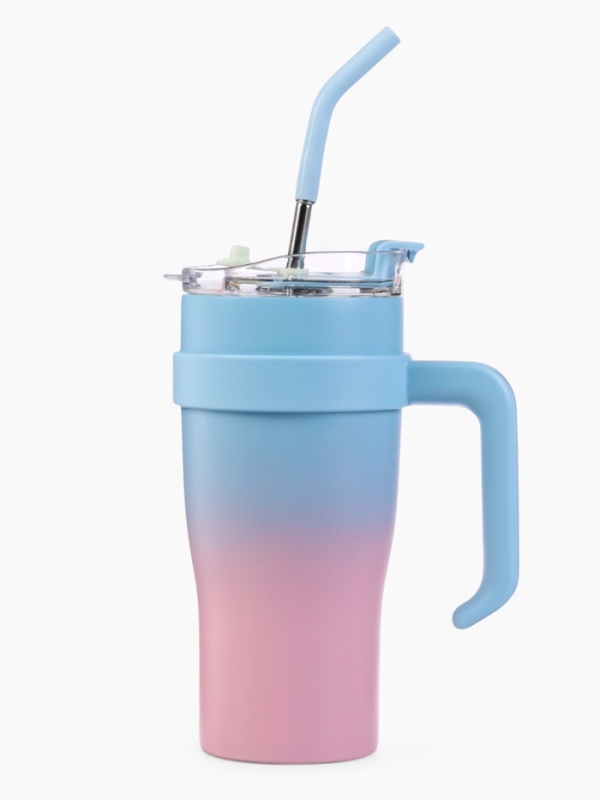 Термокружка с трубочкой 900 мл, сохраняет тепло 6 ч