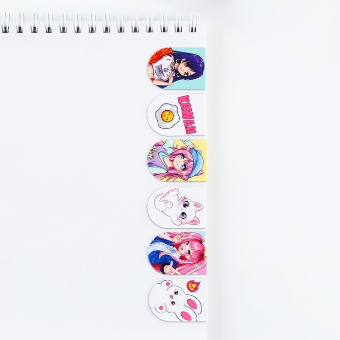 Закладки магнитные для книг, 6 шт &laquo;Аниме&raquo;