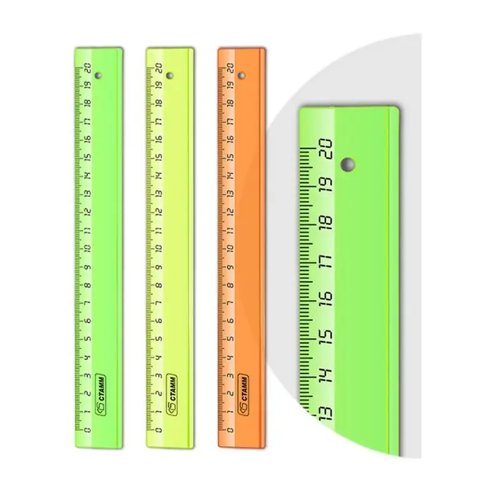 Линейка 20 см Стамм &laquo;Neon Cristal&raquo; 4 цвета, пластиковая, прозрачная, неоновые цвета, микс (цена за 1 шт.)