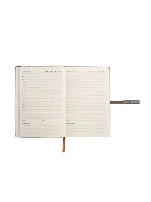 Ежедневник недатированный формат А5, с хлястиком, 112л, линия, пвх, Узор Коричневый