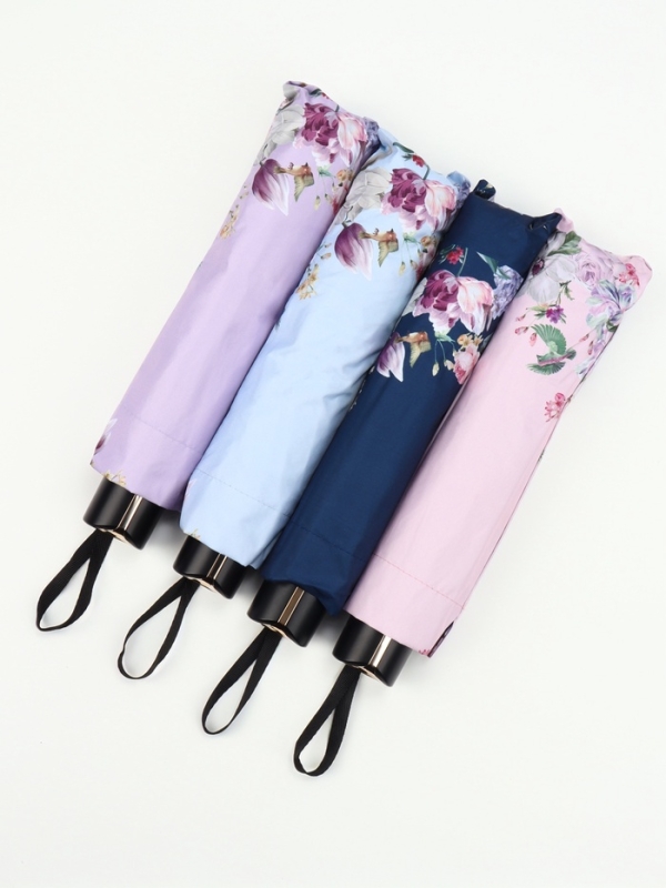 Зонт механический &laquo;Птицы&raquo;, эпонж, 4 сложения, 10 спиц, R = 56/63 см, D = 126 см, цвет МИКС