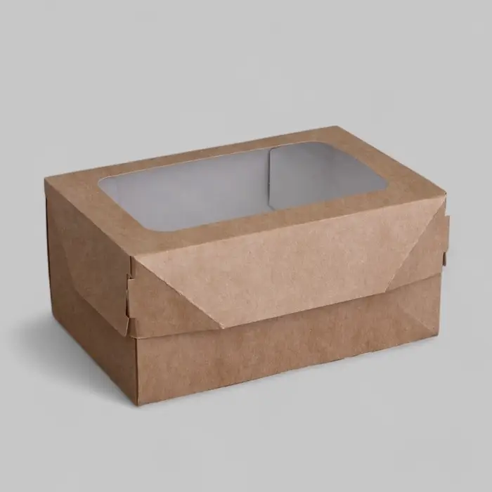 Коробка складная, с окном, крафтовая, 15&times;10&times;7 см