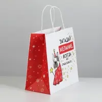 Пакет подарочный новогодний &laquo;Загадай желание&raquo;, 22 х 22 х 11 см