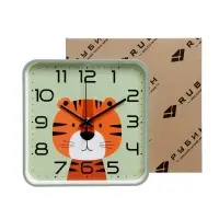 Часы настенные "Тигренок", детские, плавный ход,  19х19см, зеленые
