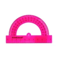 Транспортир 10см 180&deg;, ErichKrause "Neon Solid", пластик, непрозрачный, коробка-дисплей, МИКС