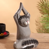 Сувенир интерьерный "Кот-йог" дерево 25 см