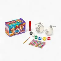 Набор для творчества &laquo;Елочные шары под раскраску &raquo;Волшебные истории&laquo; + краски, 2 шт.