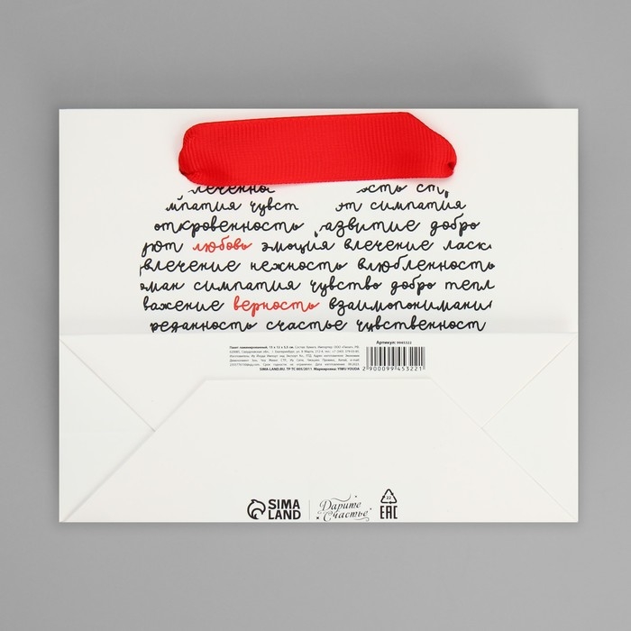 Пакет подарочный ламинированный горизонтальный, упаковка, &laquo;Чувства&raquo;, S 15 х 12 х 5.5 см