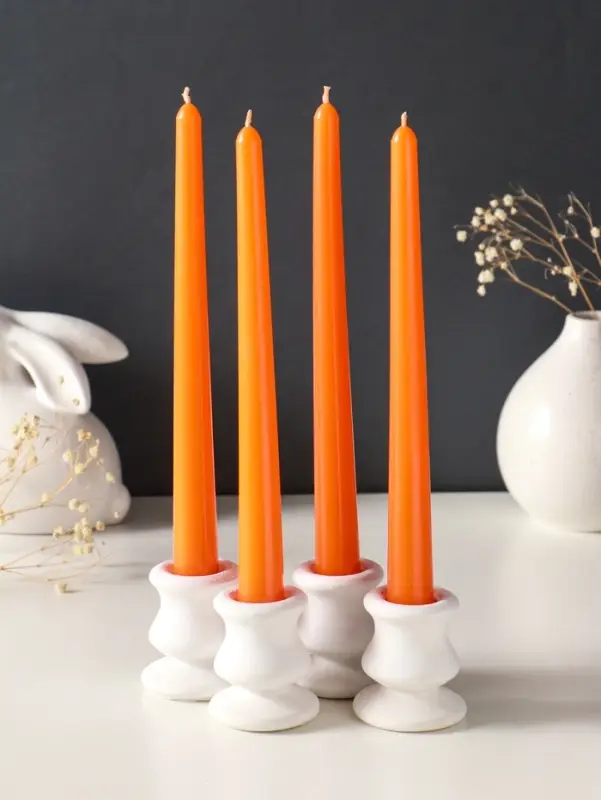 Набор свечей античных, 2,3х 24,5 см, 5 ч, 55 г, 4 штуки, оранжевый