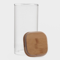 Банка для сыпучих продуктов с бамбуковой крышкой "Эко. Квадрат" 1,6 л, 10х20 см