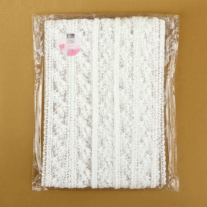 Кружево на сетке, 30 мм &times; 9 &plusmn; 0,5 м, цвет белый