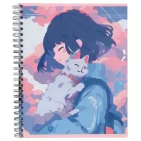 Компл тетр из 3шт 96л кл на гребне Аниме Девочка с котом, обл мел карт, офсет (10296906)