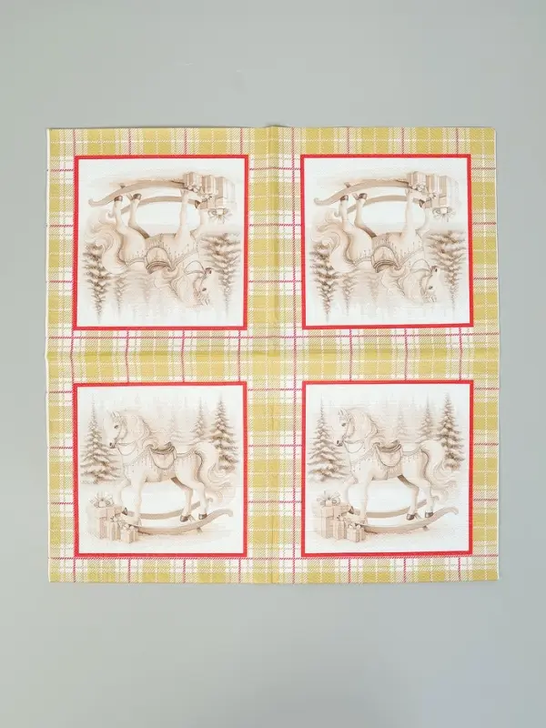 Салфетки бумажные трёхслойные &laquo;Скатерть с лошадью на золоте&raquo;, 33х33, 20 шт