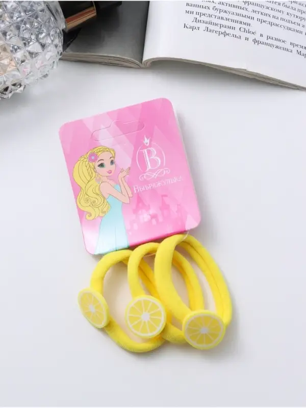 Резинка для волос "Фруктовый взрыв" (набор 3 шт) лимончик, жёлтый