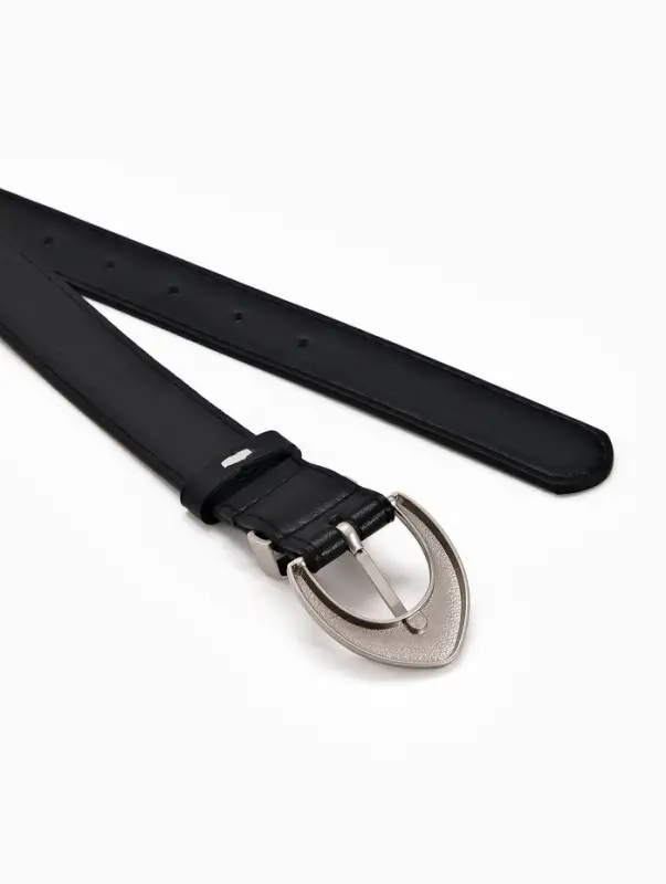 Ремень жен 05-01-02-01, Июнь2506, 3*0,3*110 см, без винта, пряж мат металл, 1 прокол, черный   10903