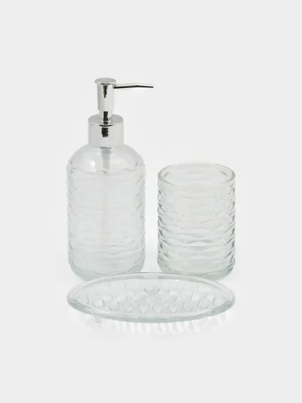 Набор для ванной "Перелив", 3 предмета (дозатор для мыла, стакан, мыльница)