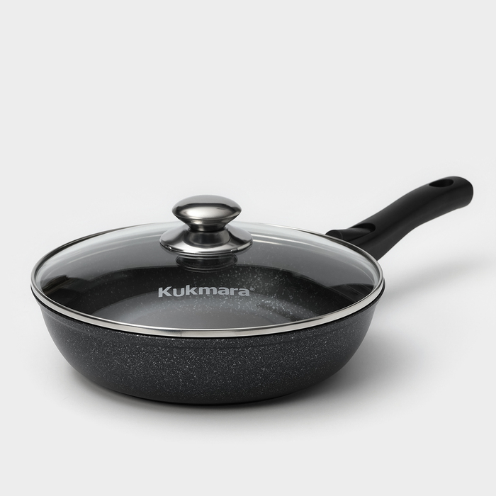 Набор кухонной посуды &laquo;Мраморная №3&raquo;, 6 предметов, крышка, съёмная ручка, антипригарное покрытие, цвет тёмный мрамор