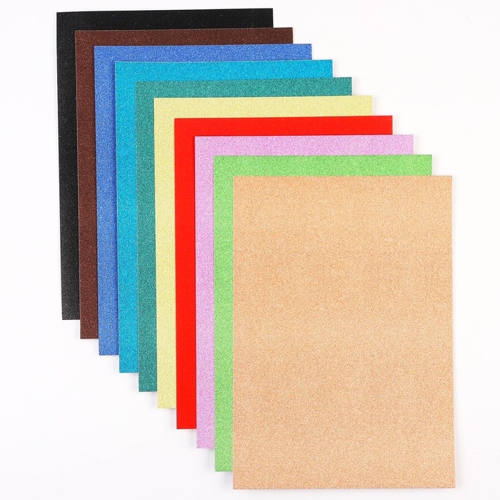 Картон цветной с блёстками, А4, 10 листов, 10 цветов, немелованный, односторонний, в пакете, 250 г/м&sup2;, Коты Аристократы