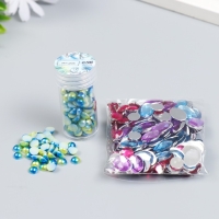 Декор "Полубусины и стразы. Градиент сине-золотой" d=6 мм 10г 200 шт 5х2,5 см МИКС