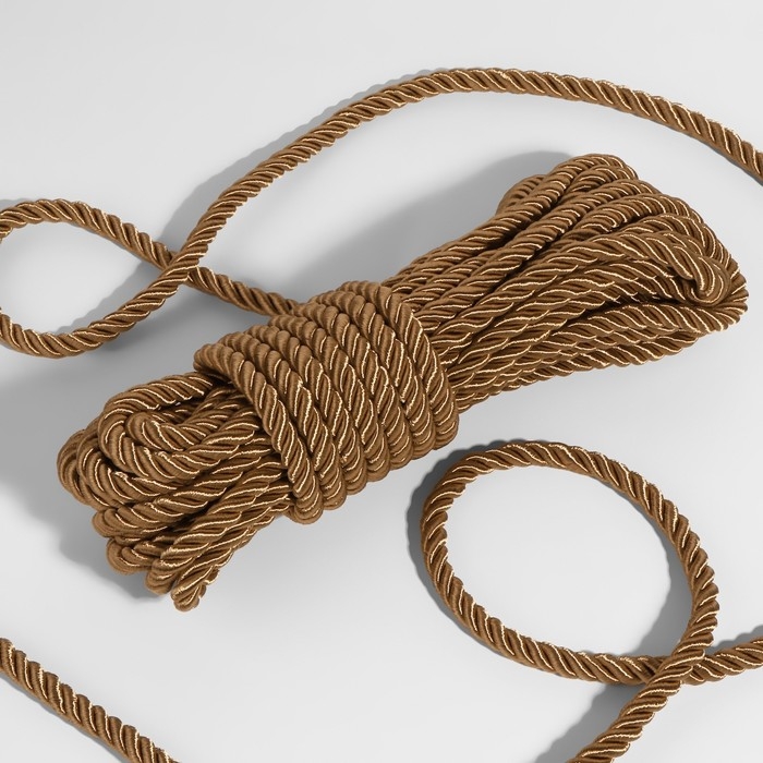 Шнур витой, d = 8 мм, 9 &plusmn; 1 м, цвет кофейный