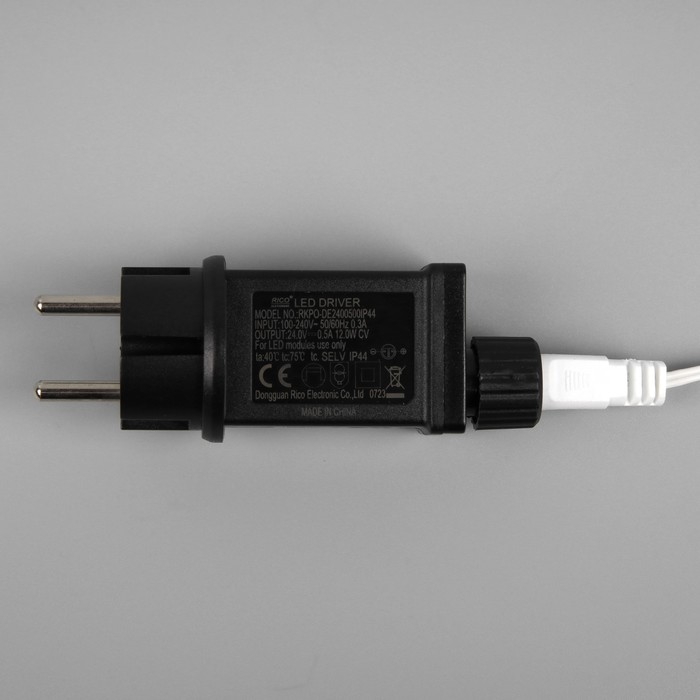 Гирлянда &laquo;Нить&raquo; 10 м, IP44, УМС, белая нить, 100 LED, свечение белое, мерцание всех светодиодов, 24 В