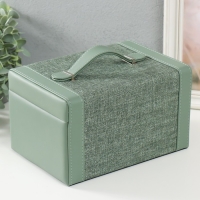 Шкатулка кожзам для украшений сундук "Зелёная" комбинированная 23,5х16,5х14,5 см