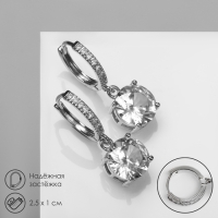 Серьги со стразами &laquo;Блум&raquo; полукруглое крепление, цвет белый в серебре