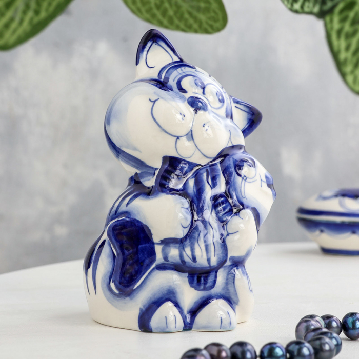 Сувенир &laquo;Кот рыбак&raquo;, гжель