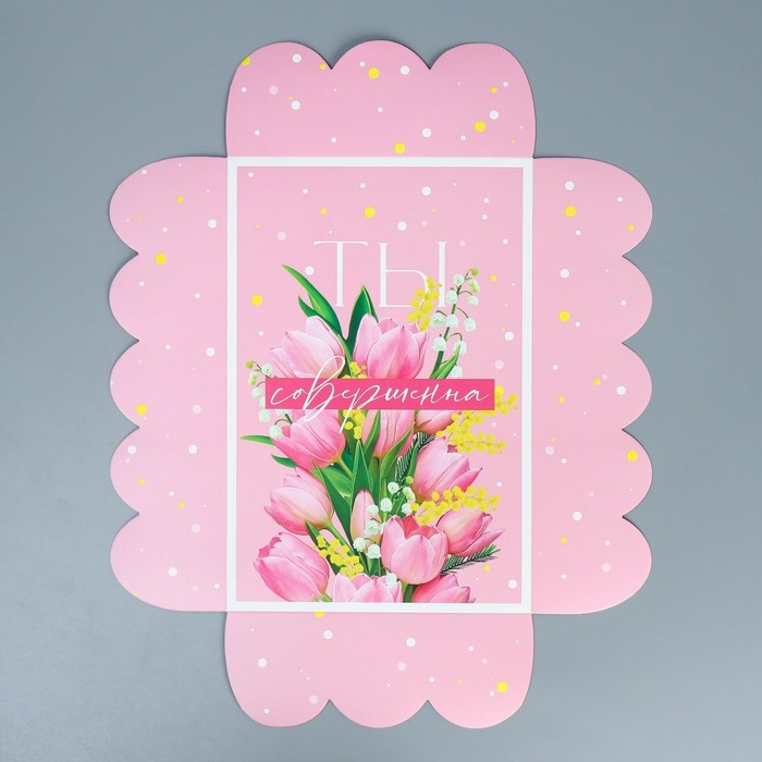 Коробка для печенья, кондитерская упаковка с PVC крышкой, &laquo;Тюльпаны&raquo;, 20 х 30 х 8 см