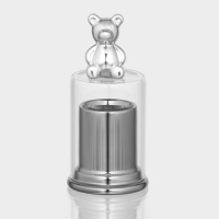 Подставка керамическая под зубочистки с крышкой &laquo;Стильный мишка&raquo;, 7&times;7&times;15 см