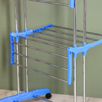 Сушилка для белья напольная 3-х уровневая Доляна, 75(126)&times;64&times;170 см, рабочая длина 16 м, на колёсах, нержавеющая сталь