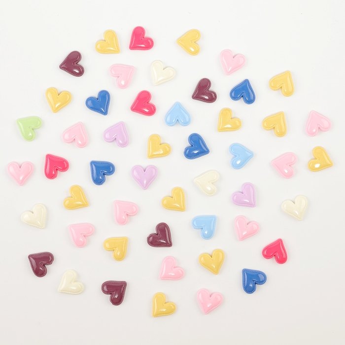 Кабошон &laquo;Сердце&raquo;, набор 50 шт., размер 1 шт. &mdash; 1,5 &times; 1,5 &times; 0,2 см, цвет МИКС
