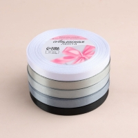 Набор атласных лент, 5 шт, размер 1 ленты: 10 мм &times; 23 &plusmn; 1 м, цвет серый спектр