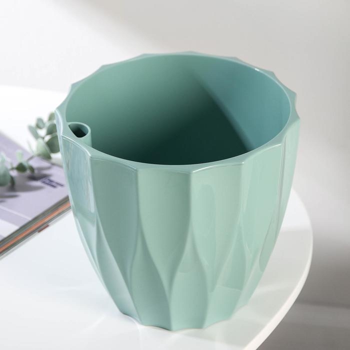 Кашпо для цветов со вставкой &laquo;Флюте&raquo;, 3 л, цвет нефрит