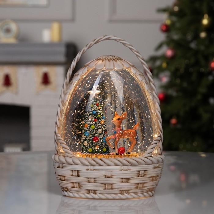 Фигура светодиодная &laquo;Зимние искорки&raquo;, 20.3х15х9 см, музыка, батарейки ААх3 (не в комплекте), USB, свечение тёплое белое