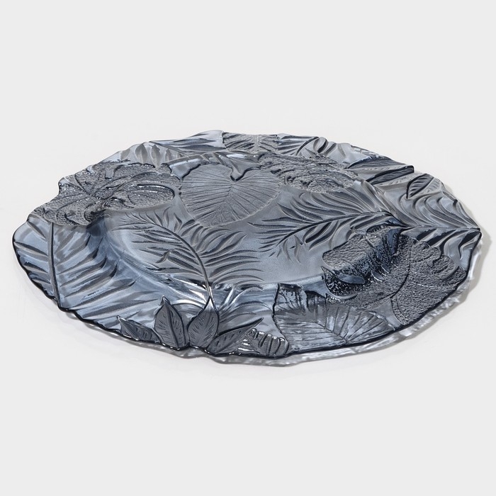 Тарелка стеклянная &laquo;Арабис&raquo;, d=28 см, цвет голубой