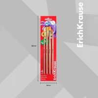 Набор кистей синтетика 4 штуки, ErichKrause "JollyFriends" для акварели и гуаши, в блистере