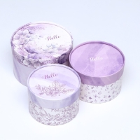 Набор шляпных коробок 3 в 1,"Сирень",16 х 10,14 х 9,13 х 8,5 см