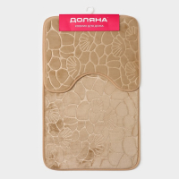 Коврики для ванной и туалета Доляна &laquo;Галька, ракушки&raquo;, 2 шт: 39&times;40 см, 50&times;80 см, цвет бежевый