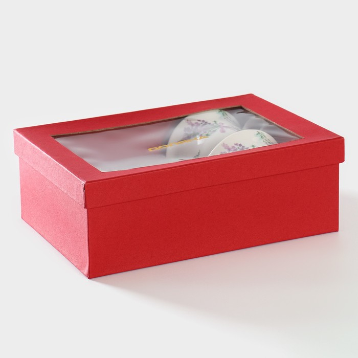 Сервиз фарфоровый чайный Доляна &laquo;Лаванда&raquo;, 4 предмета: 2 чашки 220 мл, 2 блюдца d=14,2 см, цвет белый