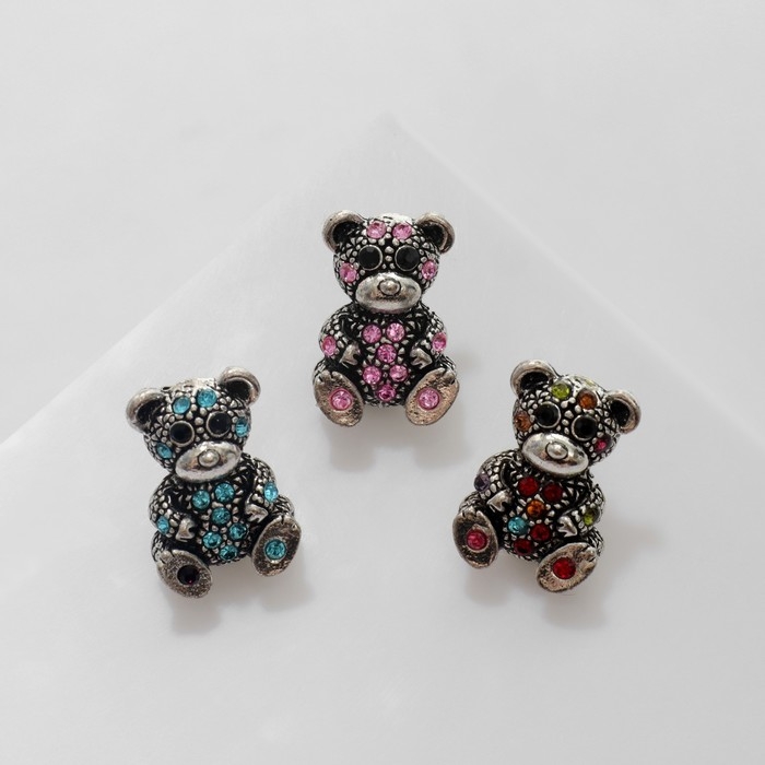 Брошь &laquo;Мишка&raquo; игрушечный, цвет МИКС (неделимая фасовка 12 шт., цена за шт.)