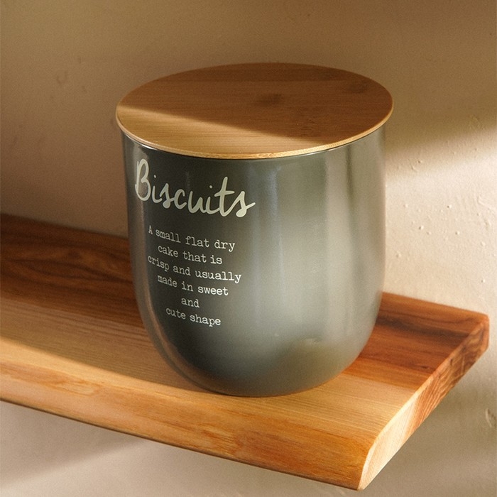 Банка для сыпучих продуктов SL Home, 15&times;15,5 см, цвет серый, с бамбуковой крышкой