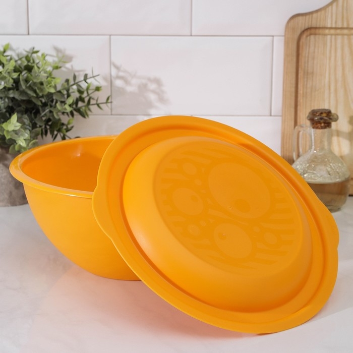 Миска салатница Martika, 3 л, с крышкой, пластик, МИКС