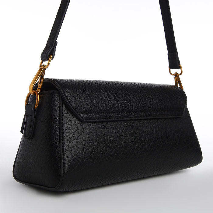 Сумка женская мессенджер на клапане TEXTURA, средний размер, цвет чёрный