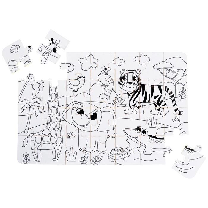 Мягкий пазл для малышей раскраска &laquo;Африка&raquo;, размер 50х33 см, 28 деталей, Крошка Я