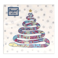 Новогодние салфетки бумажные Bouquet de Luxe &laquo;Год змеи на белом&raquo;, 3 слоя, 24х24 см, 25 шт.